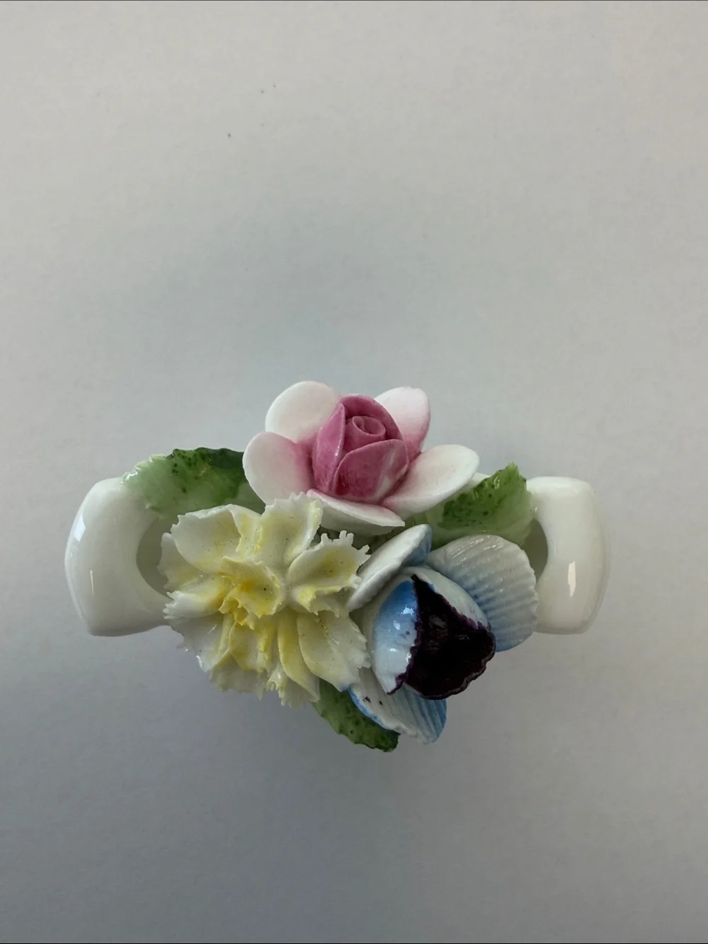 Royal Doulton White Porcelain Floral Centerpiece with Pink Rose Accent